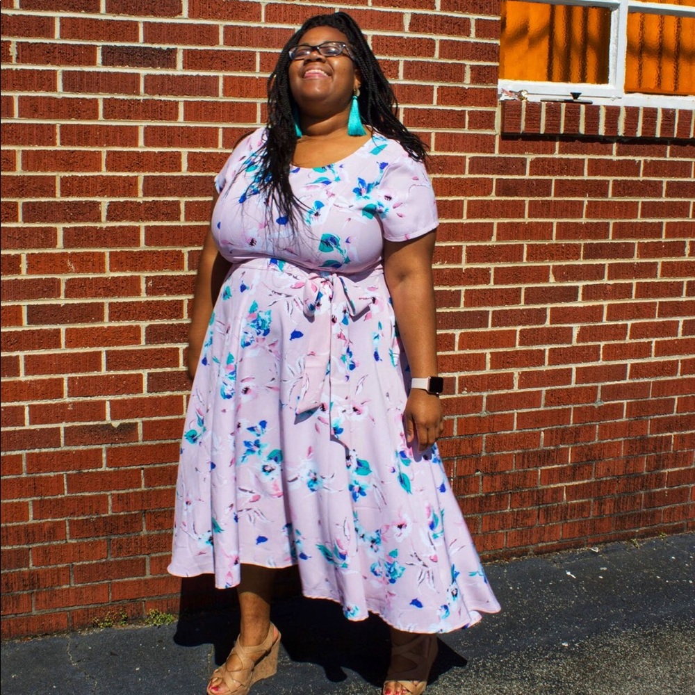 Pink Floral Lane Bryant Dress - Size 18